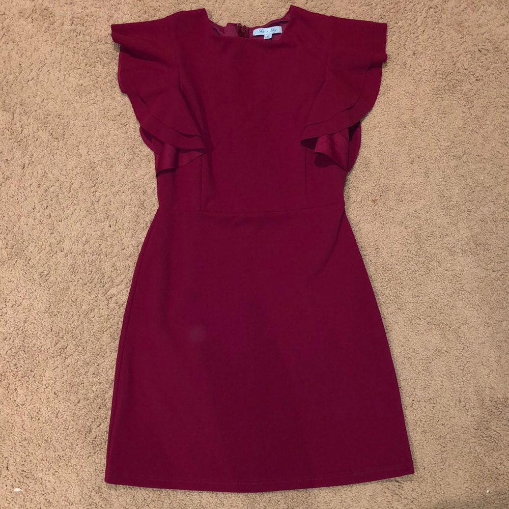 She & Sky Cranberry Party Dress